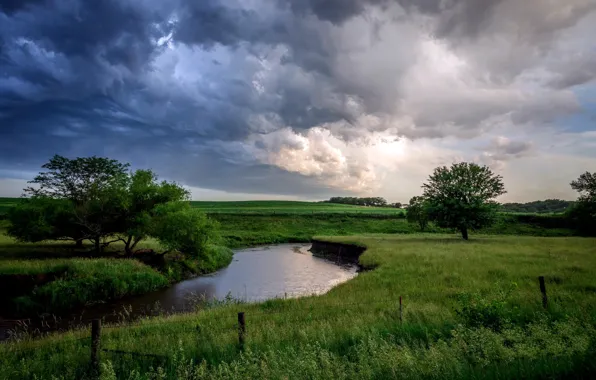 Картинка поле, лето, река
