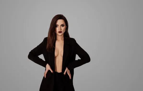 Girl, sexy, young, beautiful, model, pretty, brunette, jacket