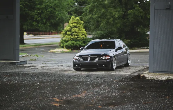 Картинка черный, бмв, BMW, седан, black, tuning, E90, 3 серия