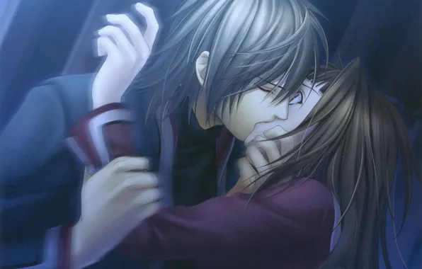 Ночь, страх, поцелуй, руки, демон, Hiiro no Kakera, Ryou Kutani, Багровые осколки