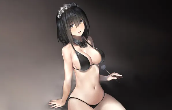 Girl, sexy, cleavage, boobs, sexy girl, anime, beautiful, short hair