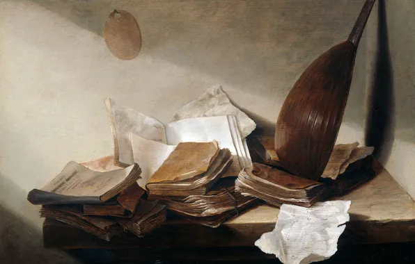 Масло, картина, Ян Давидс де Хем, 1630, Jan Davidsz. de Heem, Натюрморт с Книгами