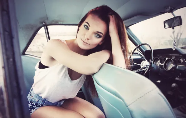 Car, девушка, брюнетка, Margot Entz