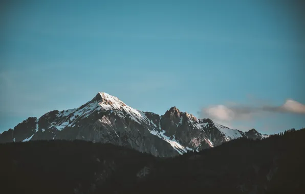 Картинка небо, облака, снег, деревья, горы, природа, скалы, Австрия
