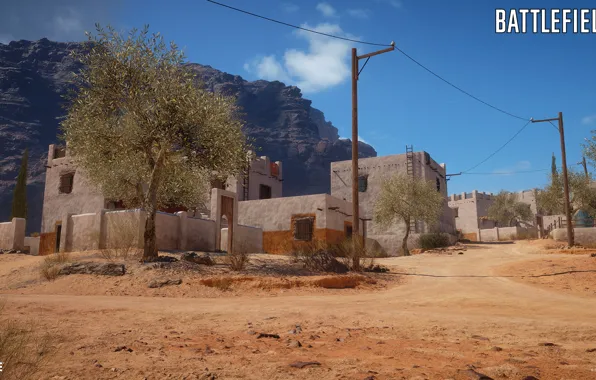 Скалы, дома, поселение, Battlefield 1, Sinai Desert