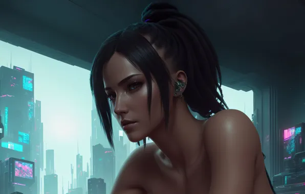 Girl, art, cyberpunk, futuristic, Stable Diffusion, neuronet, Ai art
