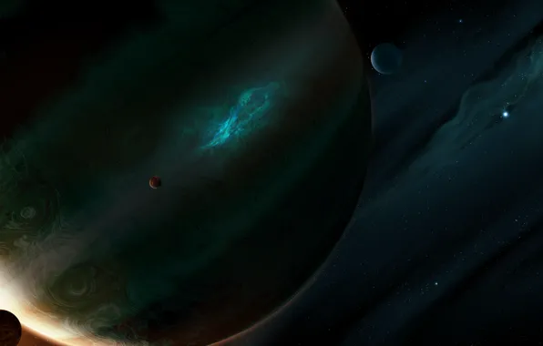 Звезды, Планета, Космос, Туманность, Планеты, Fantasy, Planets, Арт