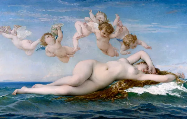 Картинка 1863, Рождение Венеры, Александр Кабанель, Alexandre Cabanel, The Birth of Venus