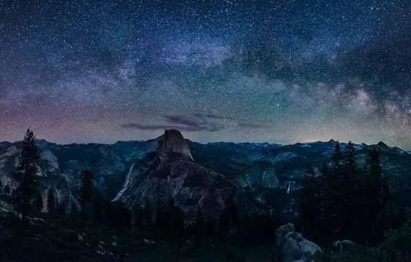 Картинка Сalifornia, Nature, Sky, Landscape, Yosemite, Night, Glacier, Way