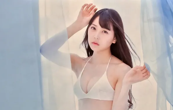 Girl, sexy, cleavage, long hair, boobs, beautiful, pretty, lips