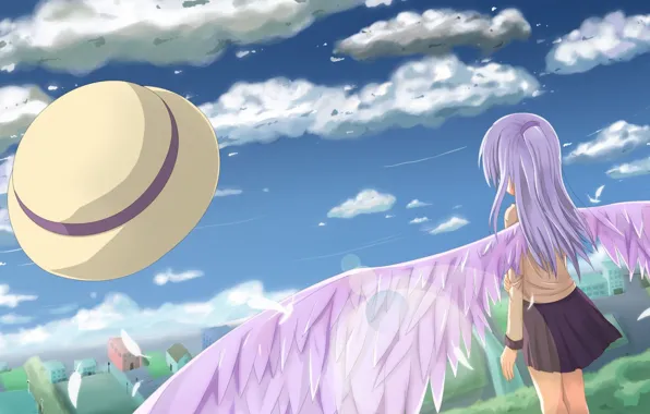 Ангел, Крылья, Аниме, Tenshi, Tachibana Kanade, Angel Beats, Ангельские ритмы