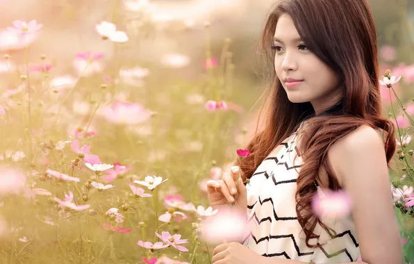 Лето, девушка, цветы