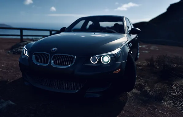 HDR, BMW, Clouds, Sky, Game, Ocean, E60, Rocks