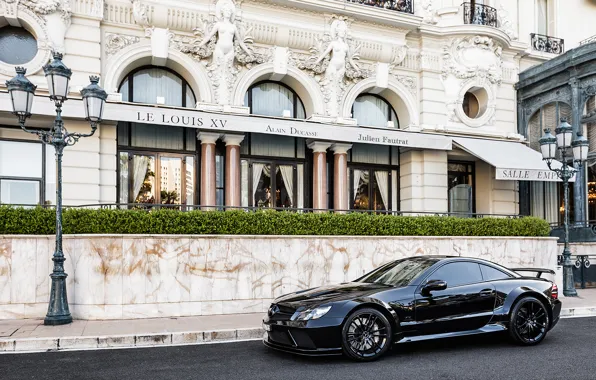 Картинка город, черный, тюнинг, Mercedes, Benz, мерседес, AMG, амг, SL65