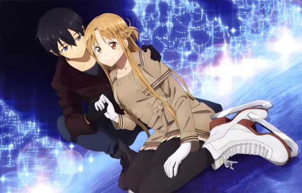 Аниме, арт, sword art online, Асуна, Кирито