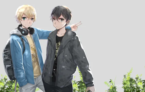 Листья, фон, парни, Мастера меча онлайн, Sword Art Online