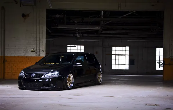 Картинка черный, volkswagen, black, гольф, golf, фольксваген, gti, MK5