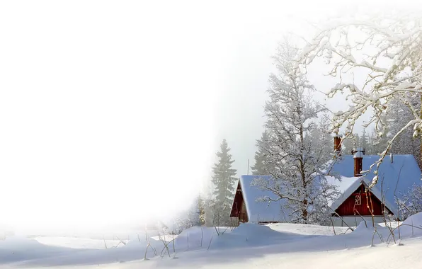 Картинка зима, снег, пейзаж, природа, фото, дома