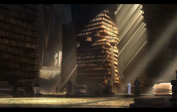 Люди, книги, библиотека, помещение, Hall of Wisdom