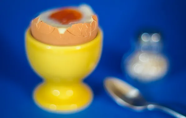 Яйцо, завтрак, ложка, всмятку