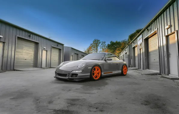 Картинка Porsche, grey, GT3, wrap, gloss