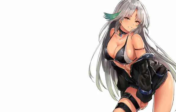 Girl, sexy, cleavage, long hair, brown eyes, boobs, anime, beautiful