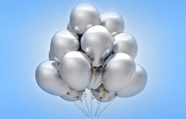 Картинка воздушные шары, silver, celebration, holiday, balloons