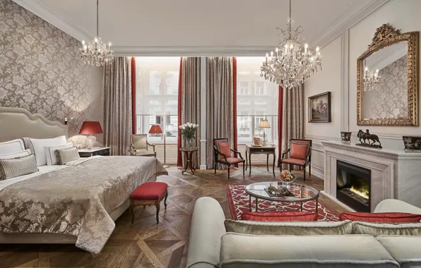 Комната, интерьер, камин, Wien, Bel Etage Deluxe, Hotel Sacher