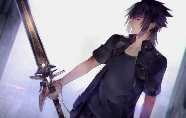 Меч, арт, парень, final fantasy xv, noctis lucis caelum, Ноктис, sunakumo