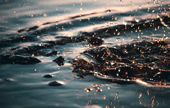 Lights, water, bokeh, drops