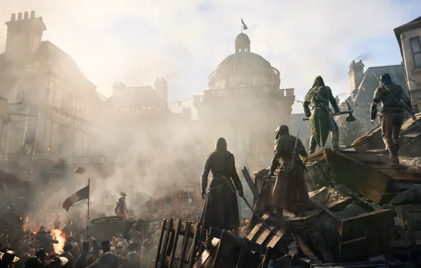 Картинка город, флаг, франция, ассасины, Assassin's Creed: Unity