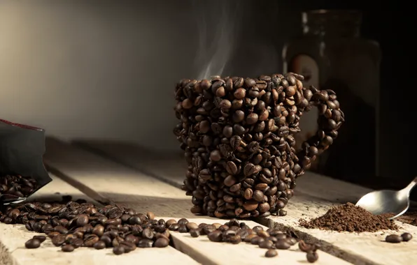 Кофе, cup, beans, coffee