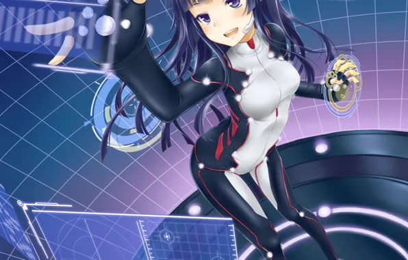Улыбка, интерфейс, работает, Guilty Crown, голограммы, Tsugumi