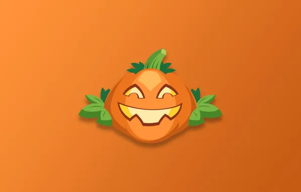 Картинка Halloween, minimalism, holiday, digital art, artwork, pumpkin, simple background, orange background