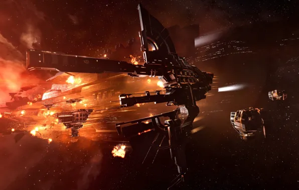 Туманность, станция, Космос, space, руины, битва, космический корабль, eve online