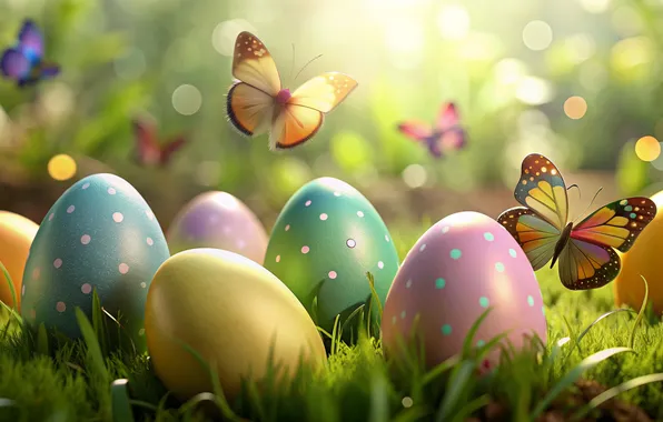 Цветы, яйца, весна, colorful, Пасха, happy, flowers, spring