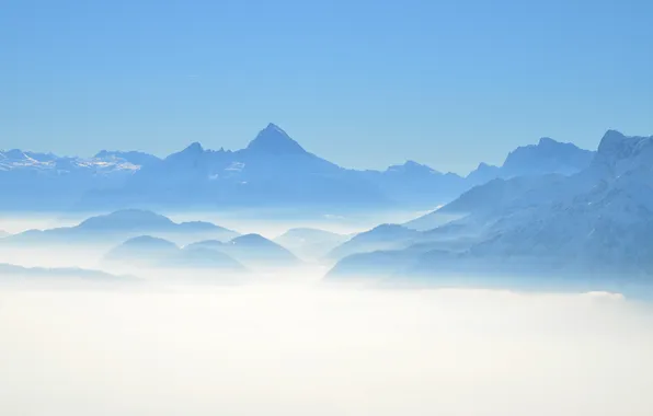 Небо, горы, дымка, austria, пики, alps