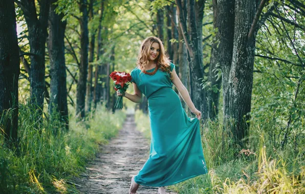 Девушка, цветы, природа