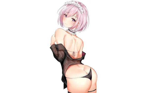 Girl, sexy, lingerie, ass, pantsu, bra, panties, pink hair