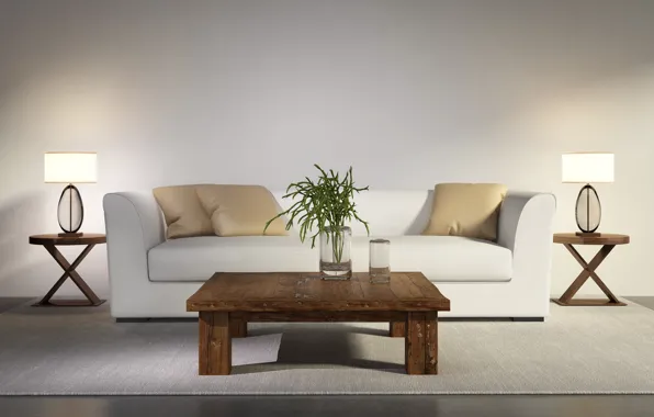 Стол, диван, интерьер, современный, interior, sofa, table, стильный дизайн