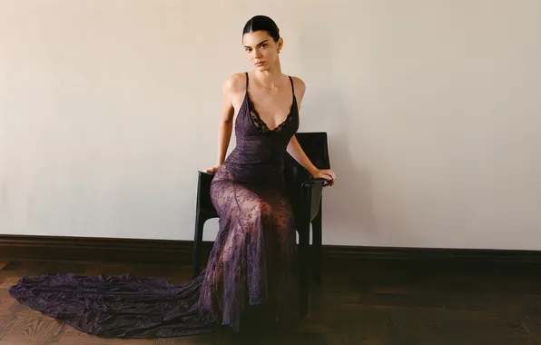 Взгляд, девушка, поза, фото, модель, платье, Kendall Jenner