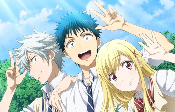 Девушка, аниме, арт, парни, Yamada-kun to 7-nin no Majo