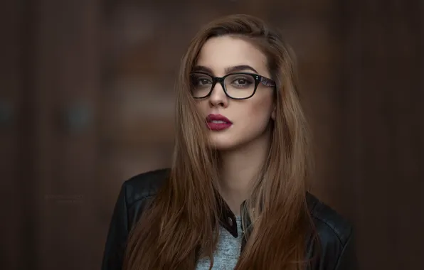 Картинка девушка, лицо, портрет, очки, ретушь
