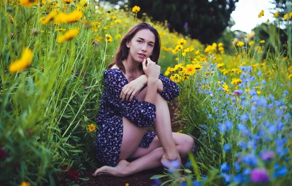 Лето, девушка, цветы, Gabrielle