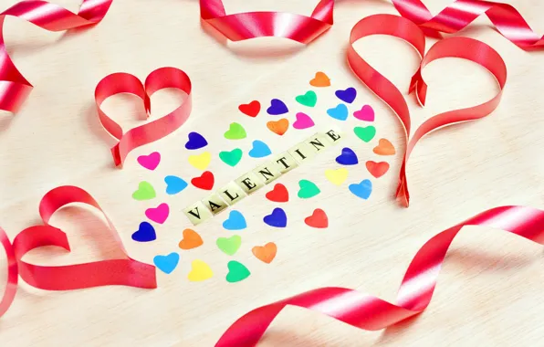 Картинка colorful, сердечки, love, heart, romantic, Valentine's Day, Happy
