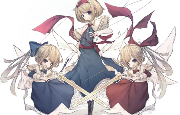 Девочки, Touhou, Alice Margatroid, Тохо, Тоухоу, Hourai Doll, Shanghai Doll