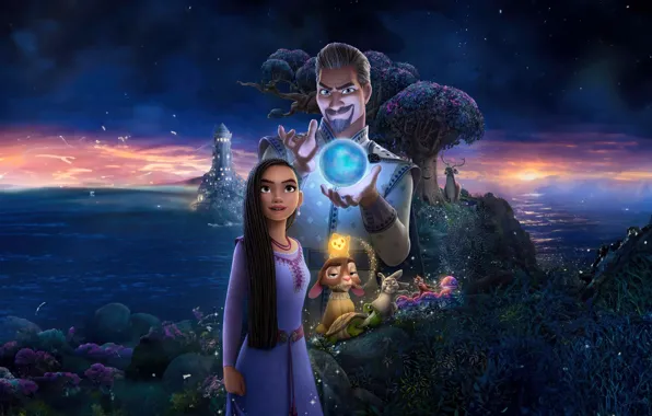 Мультфильм, постер, Walt Disney, Walt Disney Animation Studios, Заветное желание, Wish, анимационная полнометражка