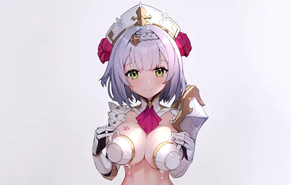Girl, fantasy, sexy, cleavage, green eyes, boobs, anime, beautiful