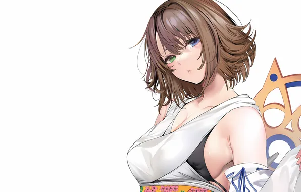 Girl, sexy, lingerie, Final Fantasy, bra, cleavage, dress, brown hair