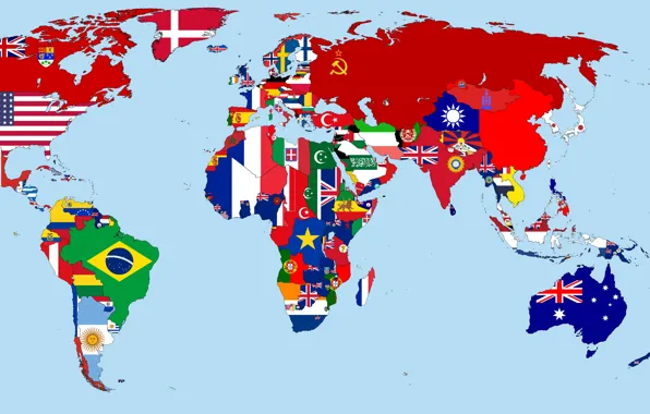 Карта, Флаги, год, мира, стран, 1930